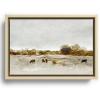 Society6 Cows Canvas Print – Modern Wall Art by The Sea by Dan Hobday Art – Framed Canvas, Gallery-Quality Canvas with Fade-Resistant Ink, 12 X 8, Walnut(Maple)
