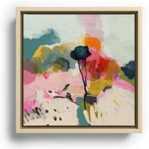 Society6 Paysage Abstract Canvas Print – Modern Wall Art by Lalunetricotee Art Paintings – Framed Canvas, Gallery-Quality Canvas with Fade-Resistant Ink, 20 X 20, Maple(Maple)