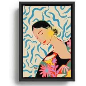 Society6 Smiling Woman And Sunshine Canvas Print – Modern Wall Art by Sandra Poliakov – Framed Canvas, Gallery-Quality Canvas with Fade-Resistant Ink, 8 x 10, Black(Black)