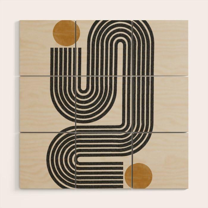 imageSociety6 Mid Century Modern Line by The Miuus StudioWood Wall Art 4 x 4Wood