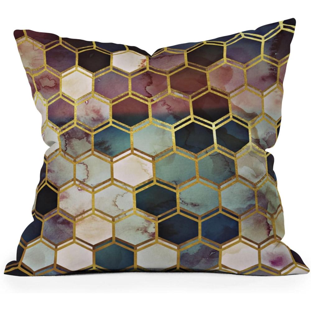 imageSociety6 Throw Pillows with Pillow Insert Home Decor by Monika Strigel Decorative Accent Pillows for Couch or Bed 20 x 20 Dramaqueen Teal GoldRugged Marble Midcentury