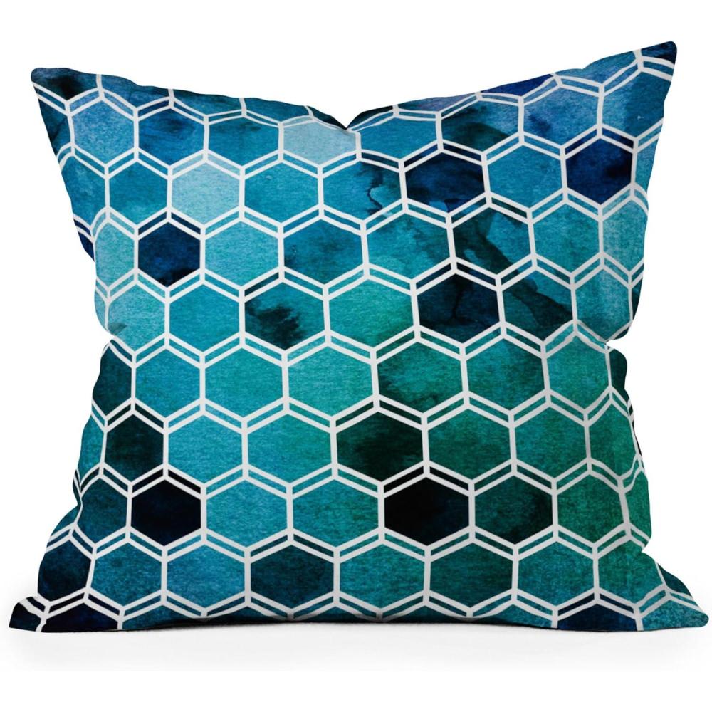 imageSociety6 Throw Pillows with Pillow Insert Home Decor by Monika Strigel Decorative Accent Pillows for Couch or Bed 20 x 20 Dramaqueen Teal GoldTweedy Dark Ocean Colors