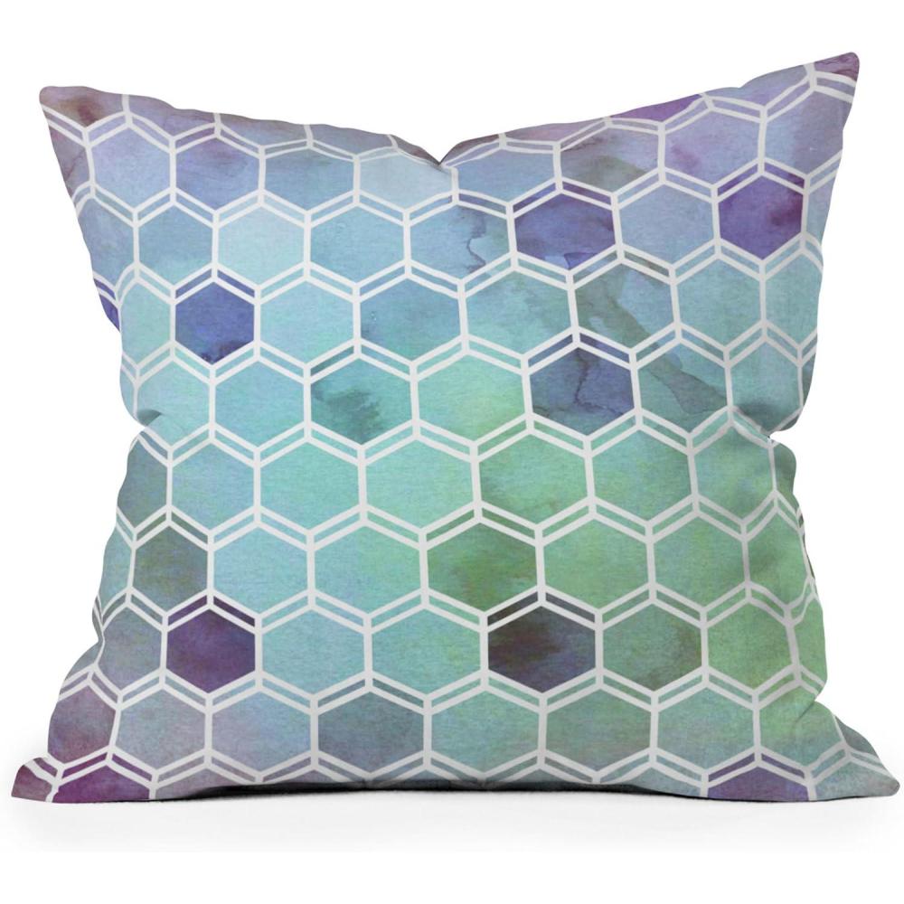 imageSociety6 Throw Pillows with Pillow Insert  Home Decor by Monika Strigel  Decorative Accent Pillows for Couch or Bed 20 x 20 Dramaqueen  Teal GoldTweezy Ocean Blue