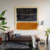 Society6 Minimalist Mid Century Modern Colorful Color Field Rothko Navy Blue Yellow Ochre by Enshape-Wood Wall Art (3′ x 3′)(Wood)