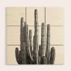 Society6 Black And White Cactus by Summer Sun Designs-Wood Wall Art (5′ x 5′)(Wood)