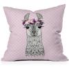 Society6 Throw Pillows with Pillow Insert – Home Decor by Monika Strigel – Decorative Accent Pillows for Couch or Bed, 20” x 20”, Dramaqueen – Teal Gold(Flower Girl Alpaca)