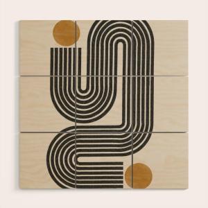Society6 Mid Century Modern Line by The Miuus Studio-Wood Wall Art (4′ x 4′)(Wood)
