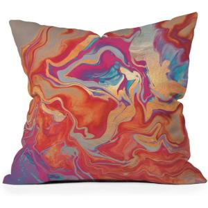 Society6 Throw Pillows with Pillow Insert – Home Decor by Monika Strigel – Decorative Accent Pillows for Couch or Bed, 20” x 20”, Dramaqueen – Teal Gold(Dramaqueen Gold and Fire)